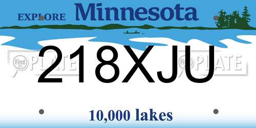 218XJU Minnesota License Plate