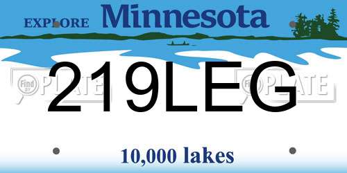 219LEG Minnesota License Plate