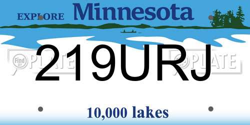 219URJ Minnesota License Plate