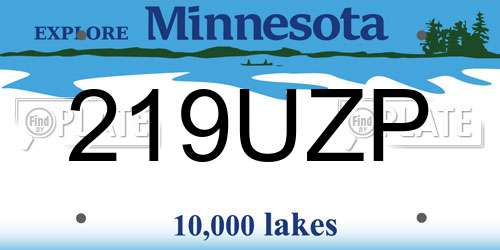 219UZP Minnesota License Plate