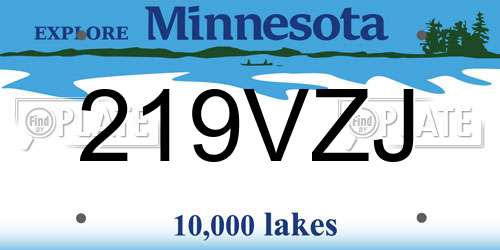 219VZJ Minnesota License Plate