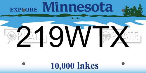 219WTX Minnesota License Plate