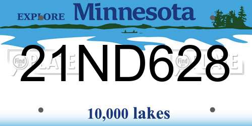 21ND628 Minnesota License Plate