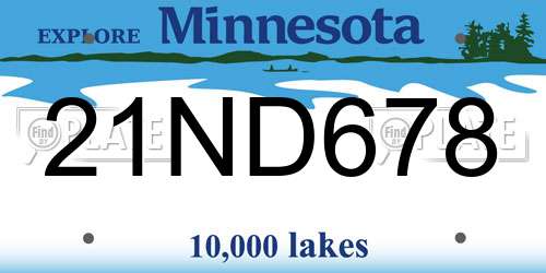 21ND678 Minnesota License Plate