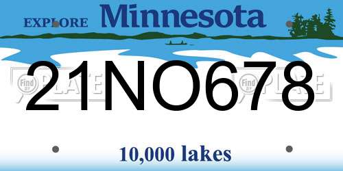 21NO678 Minnesota License Plate