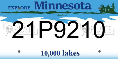 21P9210 Minnesota License Plate