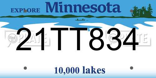 21TT834 Minnesota License Plate