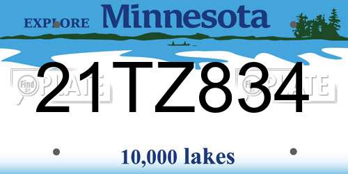 21TZ834 Minnesota License Plate