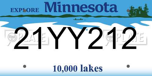 21YY212 Minnesota License Plate