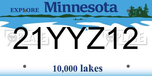 21YYZ12 Minnesota License Plate