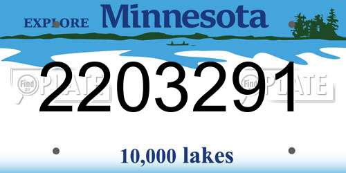 2203291 Minnesota License Plate