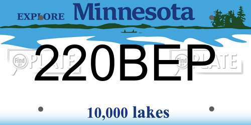 220BEP Minnesota License Plate