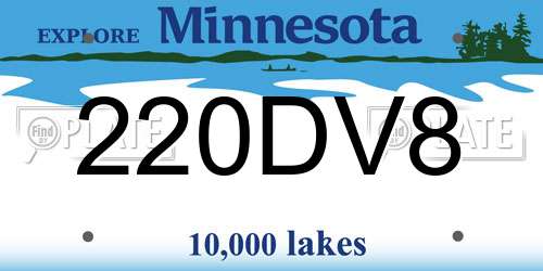 220DV8 Minnesota License Plate