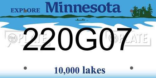 220G07 Minnesota License Plate