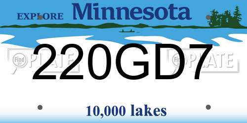 220GD7 Minnesota License Plate