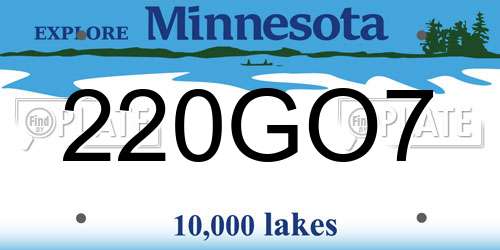 220GO7 Minnesota License Plate