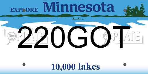 220GOT Minnesota License Plate