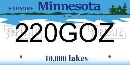 220GOZ Minnesota License Plate