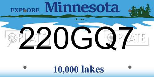 220GQ7 Minnesota License Plate