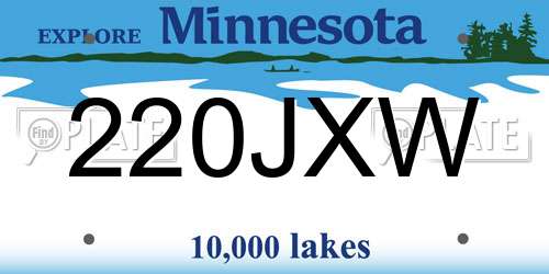 220JXW Minnesota License Plate