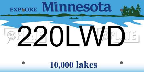 220LWD Minnesota License Plate