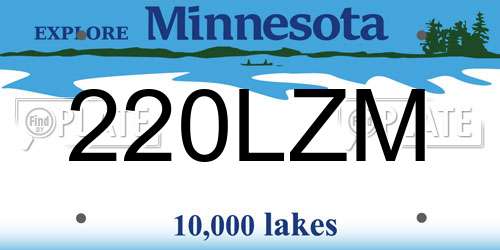 220LZM Minnesota License Plate