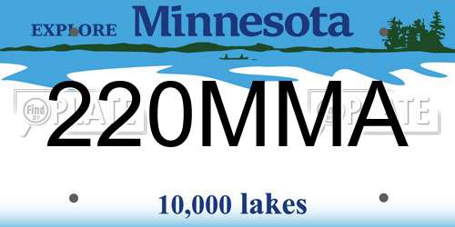 220MMA Minnesota License Plate