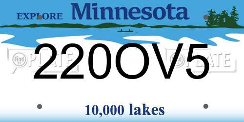 220OV5 Minnesota License Plate