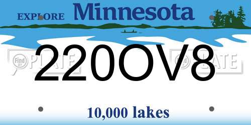 220OV8 Minnesota License Plate