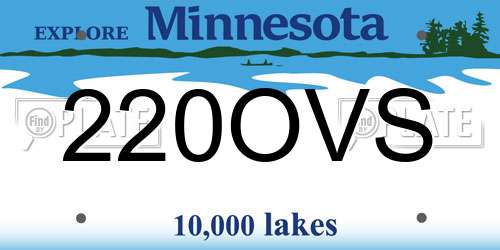 220OVS Minnesota License Plate