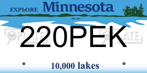 220PEK Minnesota License Plate