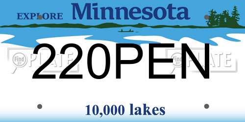 220PEN Minnesota License Plate