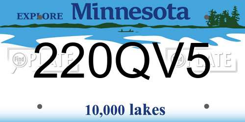 220QV5 Minnesota License Plate