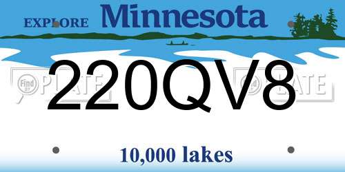 220QV8 Minnesota License Plate