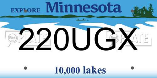 220UGX Minnesota License Plate