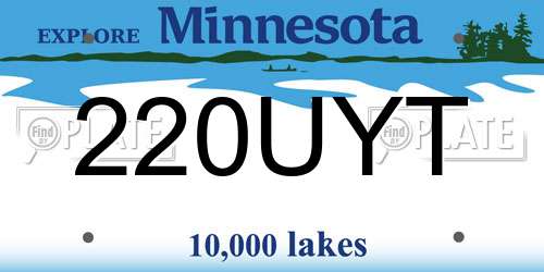 220UYT Minnesota License Plate