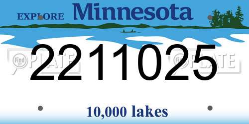 2211025 Minnesota License Plate
