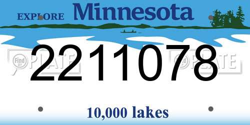2211078 Minnesota License Plate