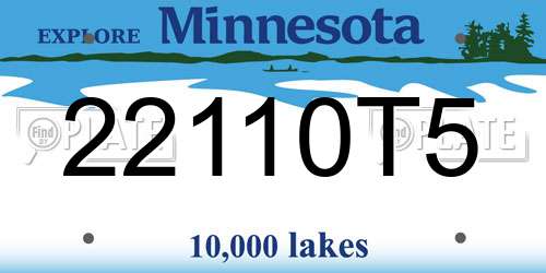 22110T5 Minnesota License Plate