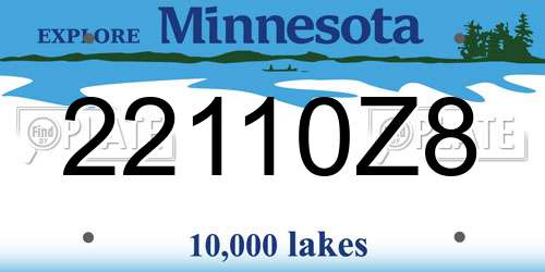 22110Z8 Minnesota License Plate