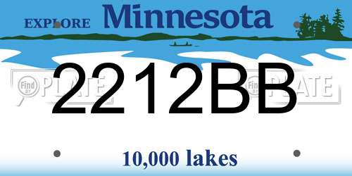 2212BB Minnesota License Plate