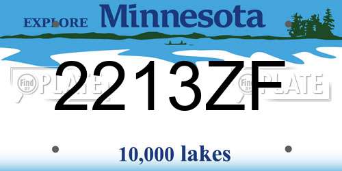 2213ZF Minnesota License Plate