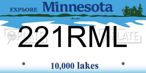 221RML Minnesota License Plate