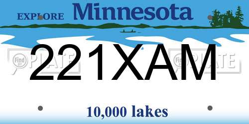 221XAM Minnesota License Plate