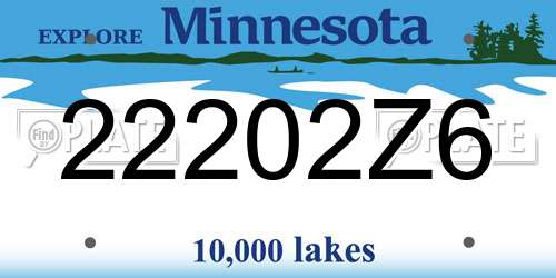 22202Z6 Minnesota License Plate