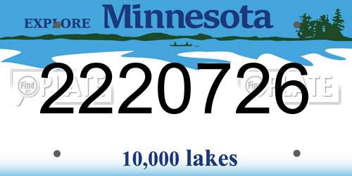 2220726 Minnesota License Plate