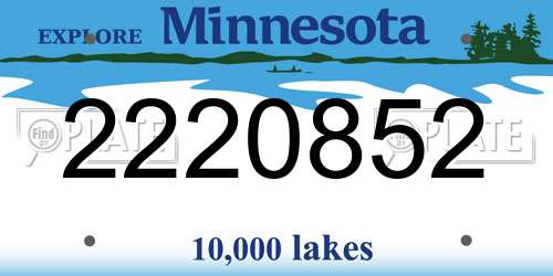 2220852 Minnesota License Plate