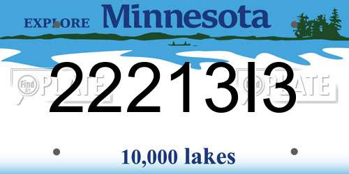 22213I3 Minnesota License Plate