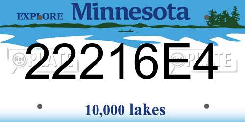 22216E4 Minnesota License Plate