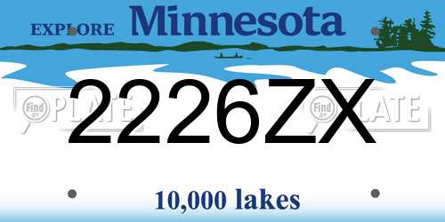 2226ZX Minnesota License Plate